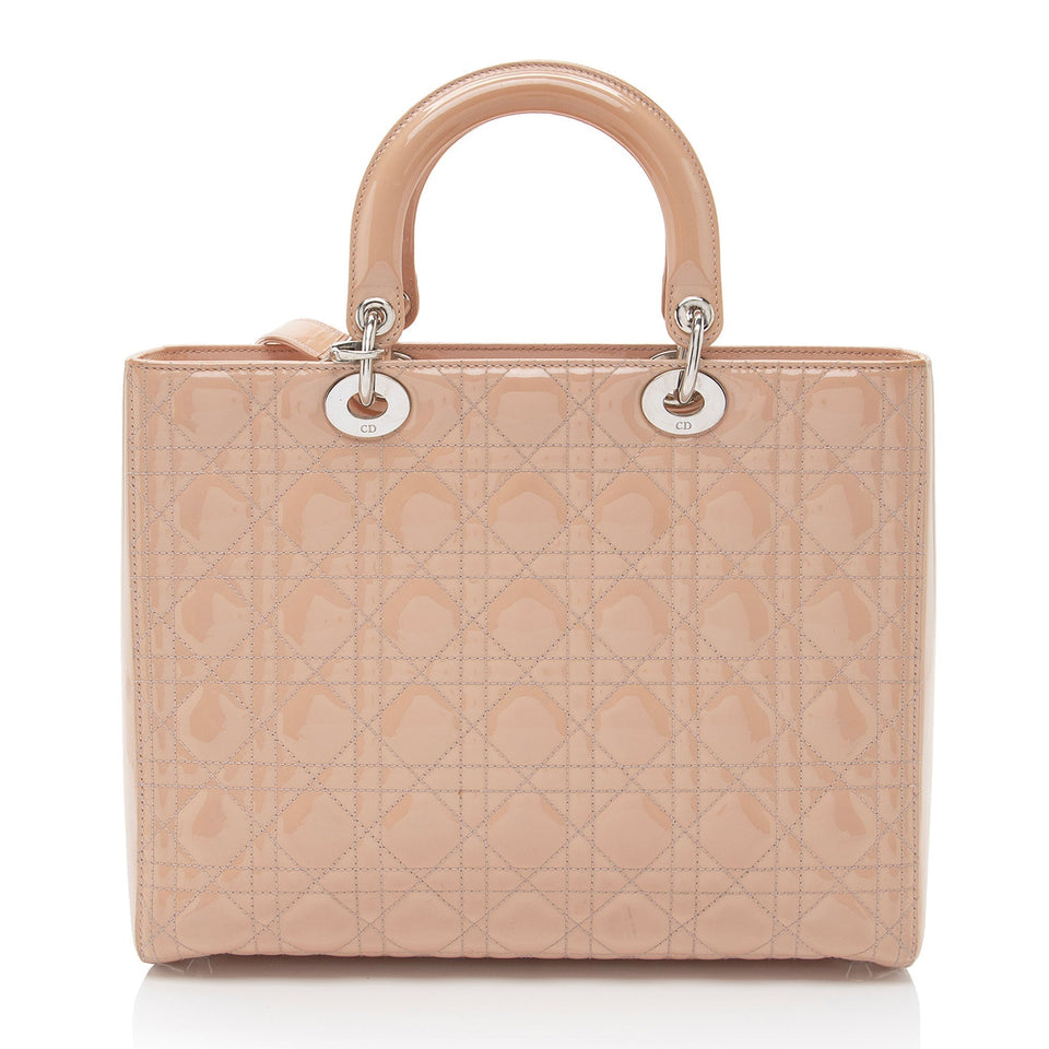 Dior Patent Leather Lady Dior Large Tote (SHF-oF5d9t)