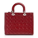 Dior Cannage Patent Leather Lady Dior Large Tote