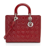 Dior Cannage Patent Leather Lady Dior Large Tote