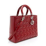Dior Cannage Patent Leather Lady Dior Large Tote
