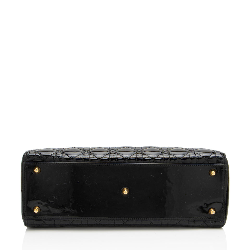Dior Patent Leather Lady Dior Large Tote (SHF-GVZhUv)