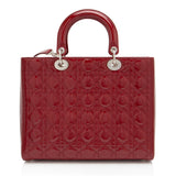 Dior Patent Leather Lady Dior Large Tote (SHF-Fee2T5)