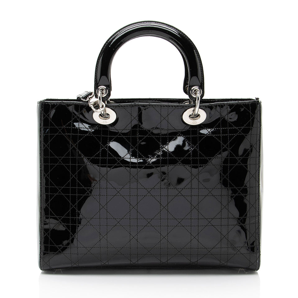 Dior Patent Leather Lady Dior Large Tote