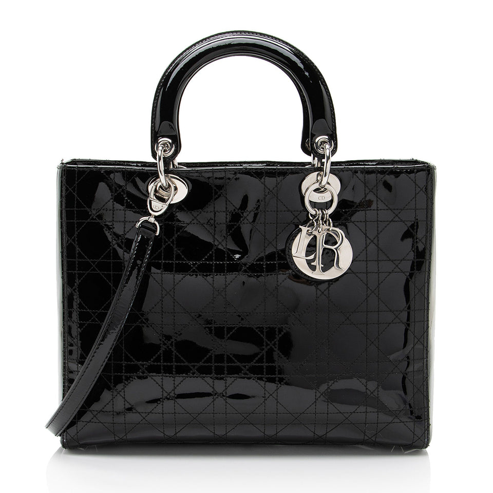 Dior Patent Leather Lady Dior Large Tote