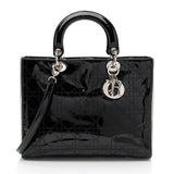 Dior Patent Leather Lady Dior Large Tote