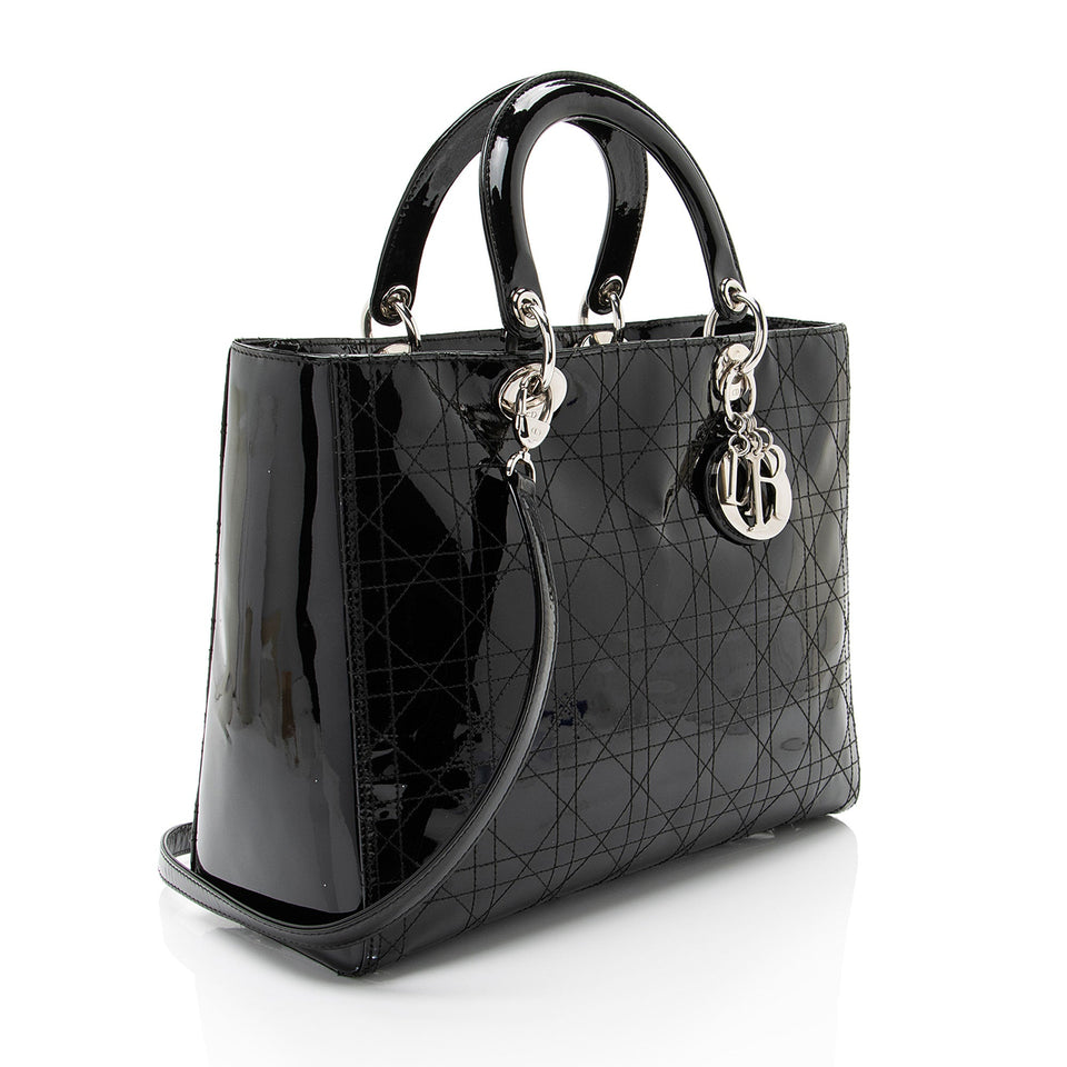 Dior Patent Leather Lady Dior Large Tote