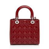 Dior Patent Leather Lady Dior Medium Tote (SHF-Wd5jCB)