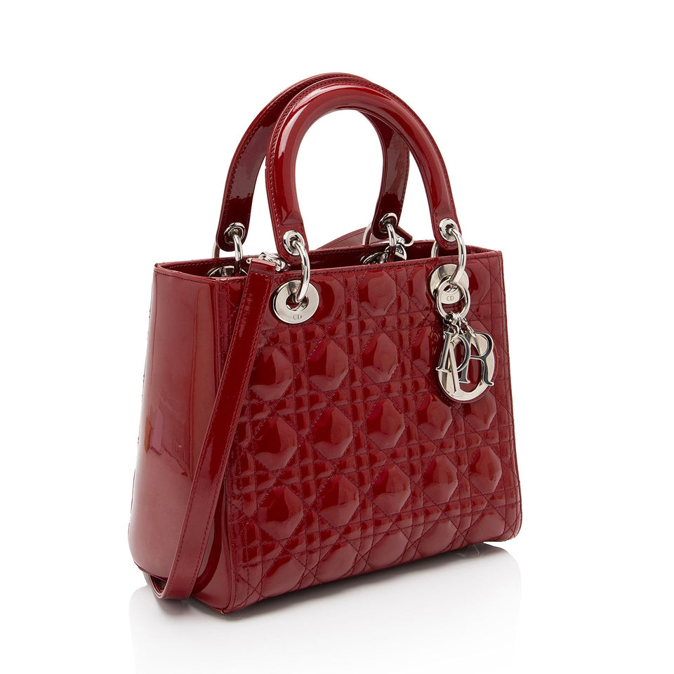 Dior Patent Leather Lady Dior Medium Tote (SHF-Wd5jCB)