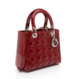 Dior Patent Leather Lady Dior Medium Tote (SHF-Wd5jCB)