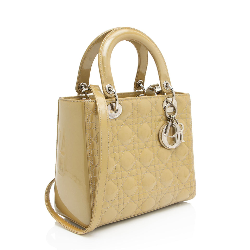 Dior Patent Leather Lady Dior Medium Tote
