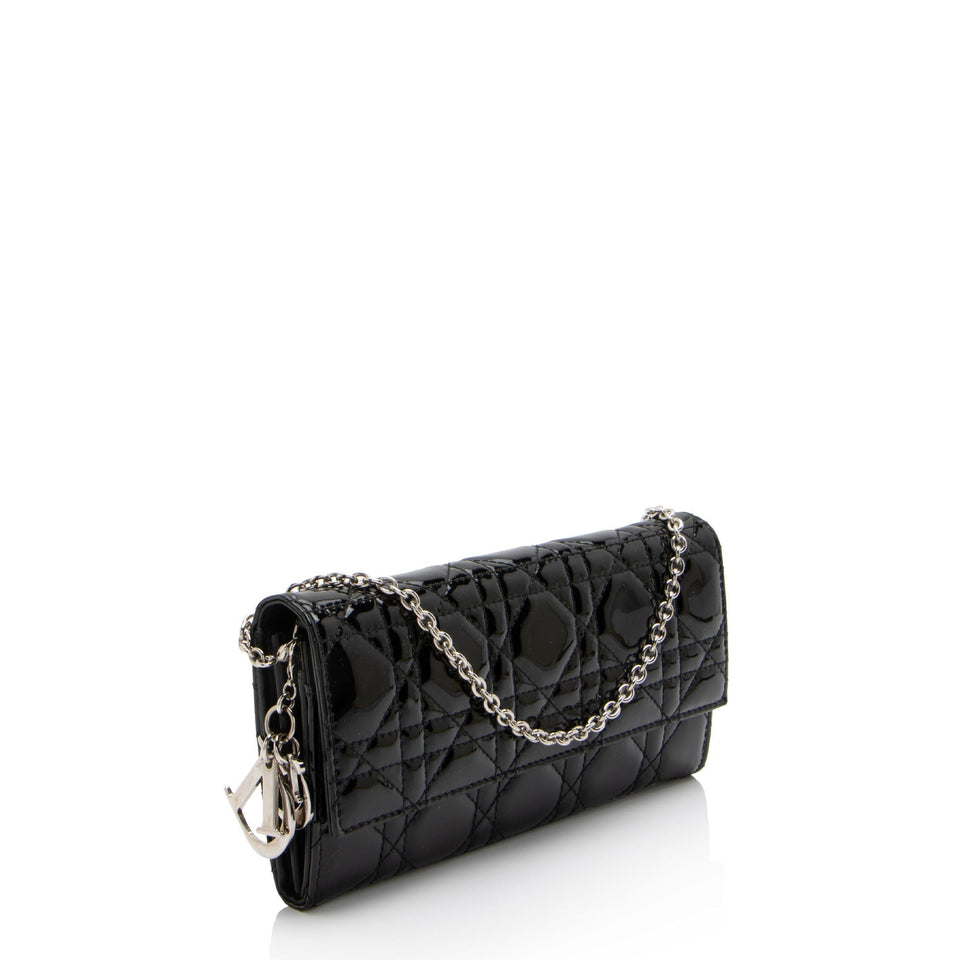 Dior Patent Leather Lady Dior Wallet on Chain