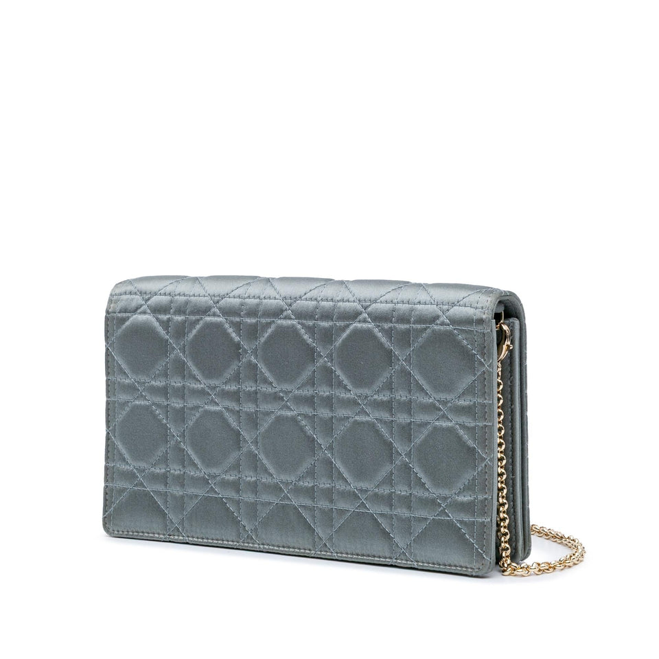 Dior Silk Cannage Lady Dior Wallet On Chain