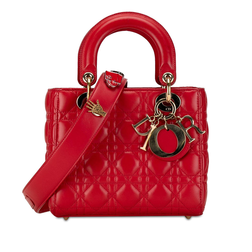 Dior Small Lambskin Cannage Lucky Badges My Lady Dior (SHG-N8EDnr)