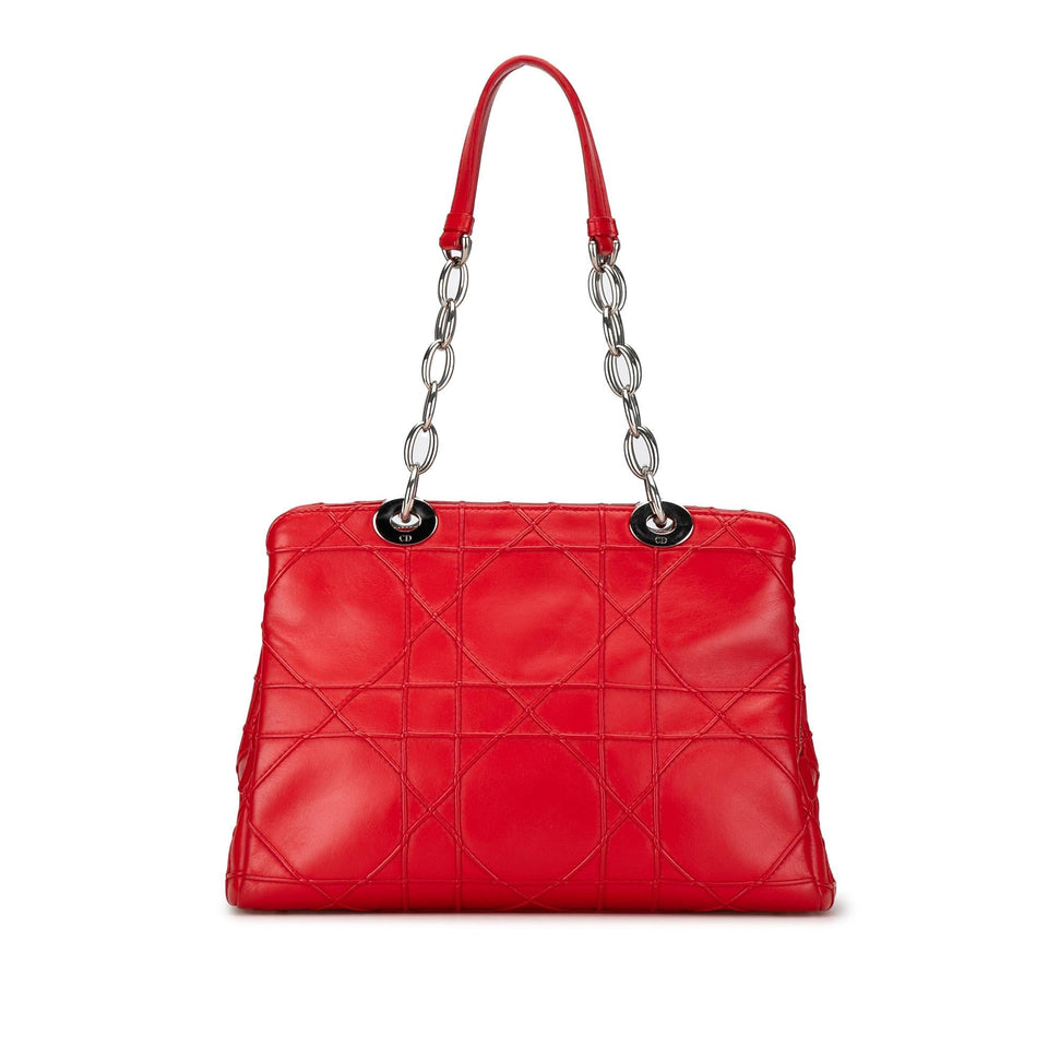 Dior Small Lambskin Cannage Soft Zip Shopping Tote (SHG-nnBORZ)