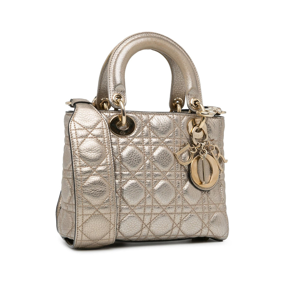 Dior Small Metallic Calfskin Cannage Supple Lady Dior (SHG-8pOeRj)