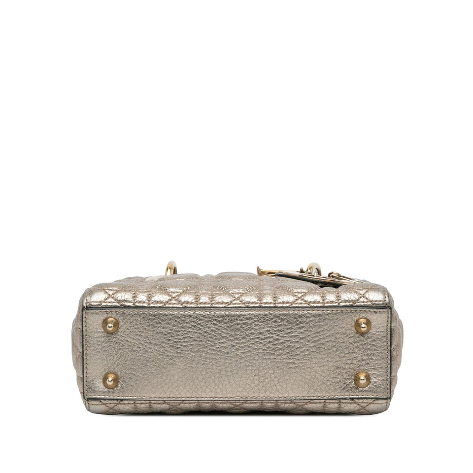 Dior Small Metallic Grained Calfskin Cannage Supple Lady Dior