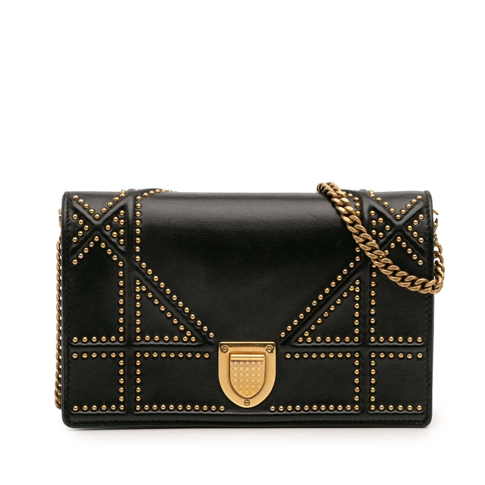 Dior Studded Calfskin Diorama Wallet on Chain