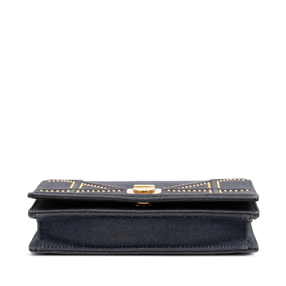 Dior Studded Denim Diorama Wallet on Chain