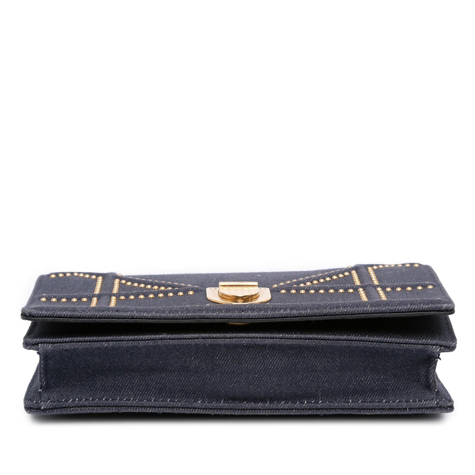 Dior Studded Denim Diorama Wallet on Chain