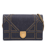 Dior Studded Denim Diorama Wallet on Chain