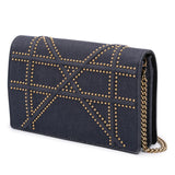 Dior Studded Denim Diorama Wallet on Chain