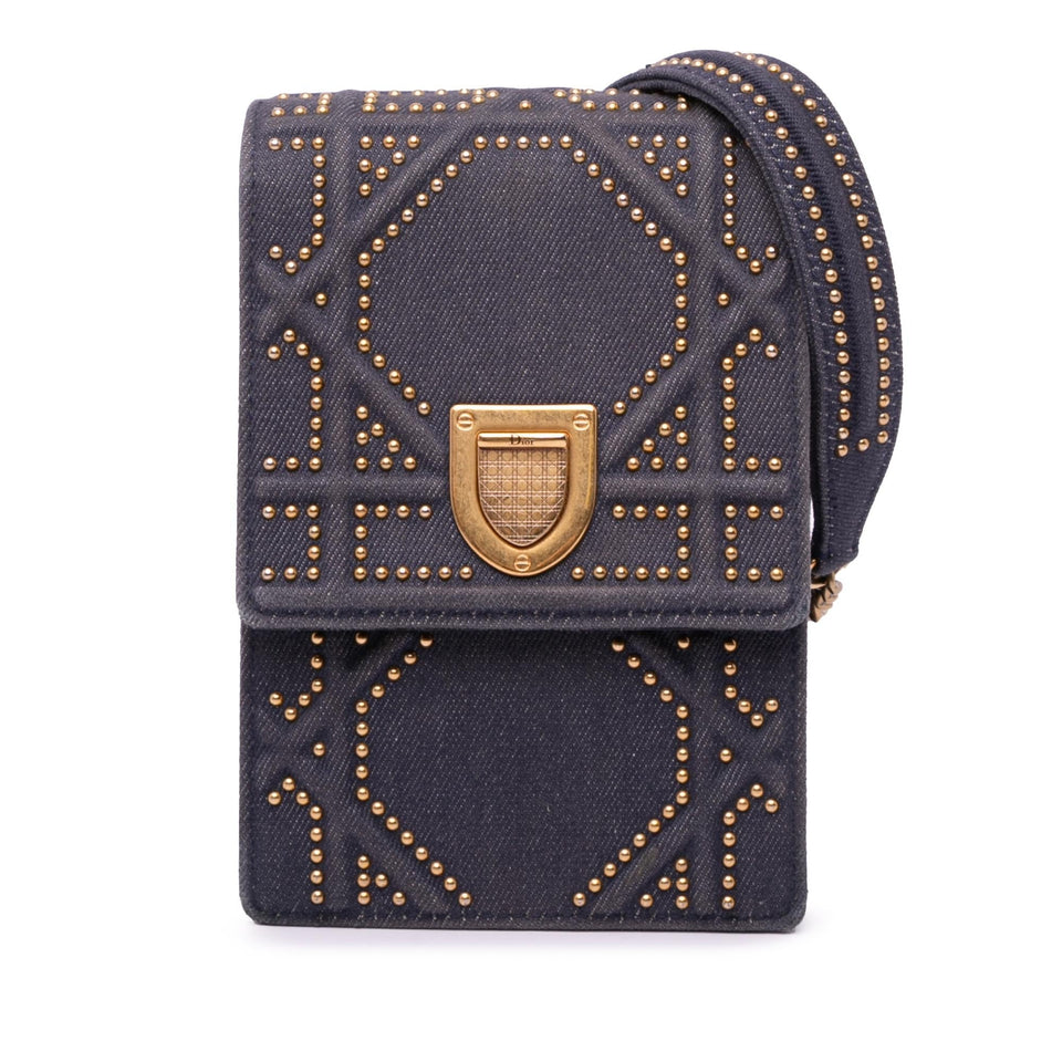Dior Studded Denim Vertical Diorama Crossbody