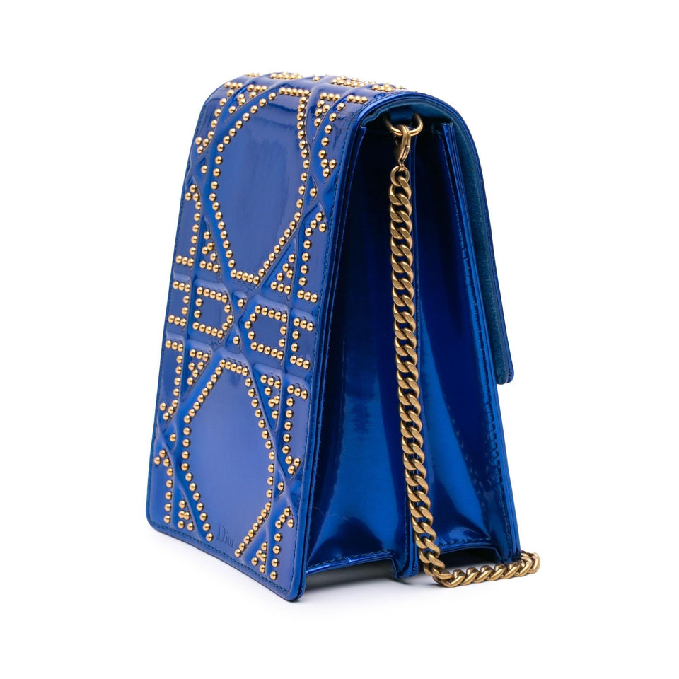 Dior Studded Patent Diorama Vertical Clutch