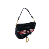 Dior Velvet Embroidered Crocodile Effect Saddle Bag