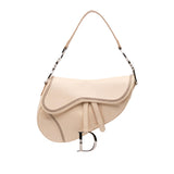 Dior Woven Trim Grained Calfskin Saddle Bag