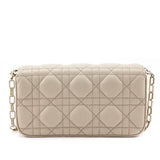 Dior Beige Calfskin Cannage Lady Dior Talk Phone Pouch