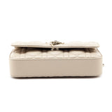 Dior Beige Calfskin Cannage Lady Dior Talk Phone Pouch