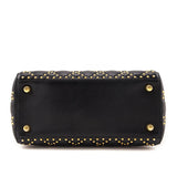 Dior Black Calfskin Studded Cannage Medium Supple Lady Dior