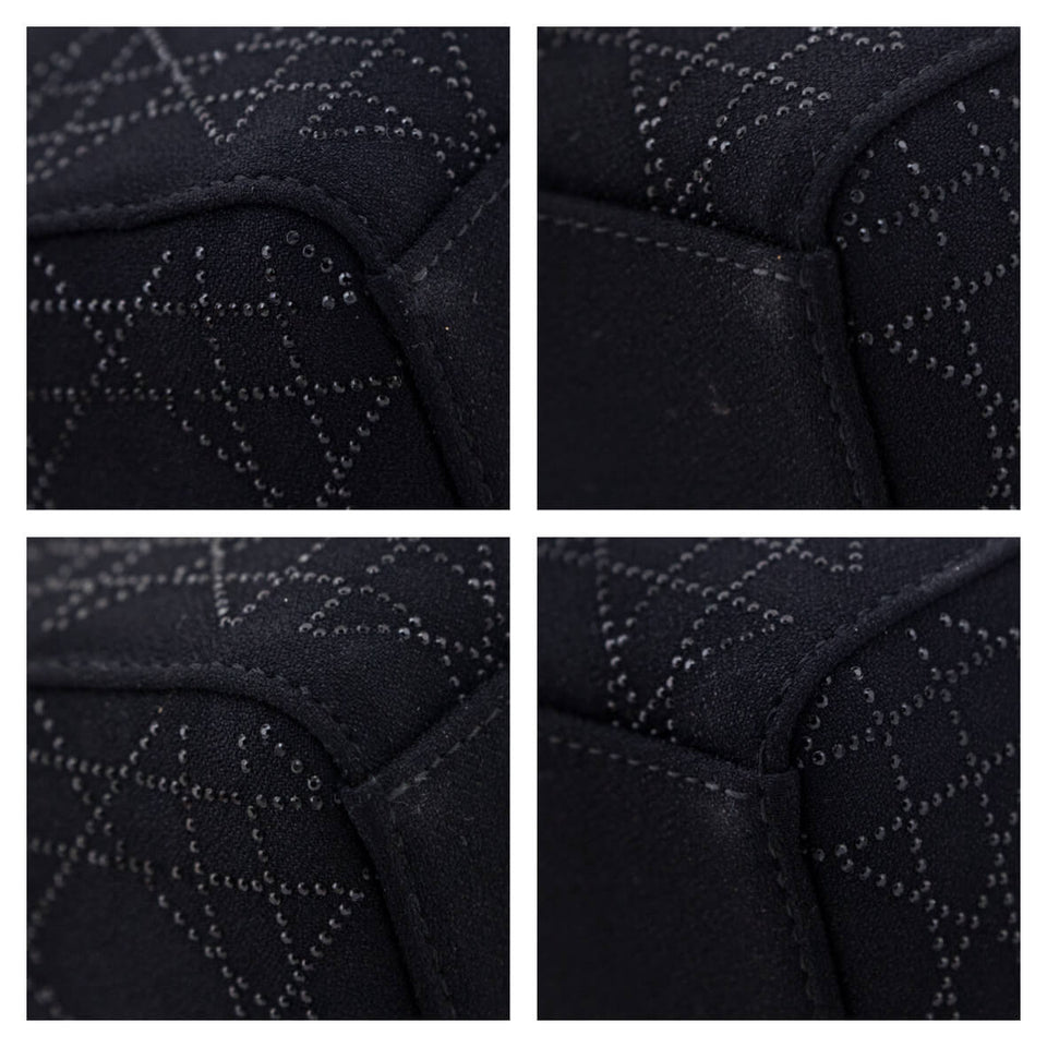 Dior Black Canvas Crystal Studded Cannage Mini Lady Dior