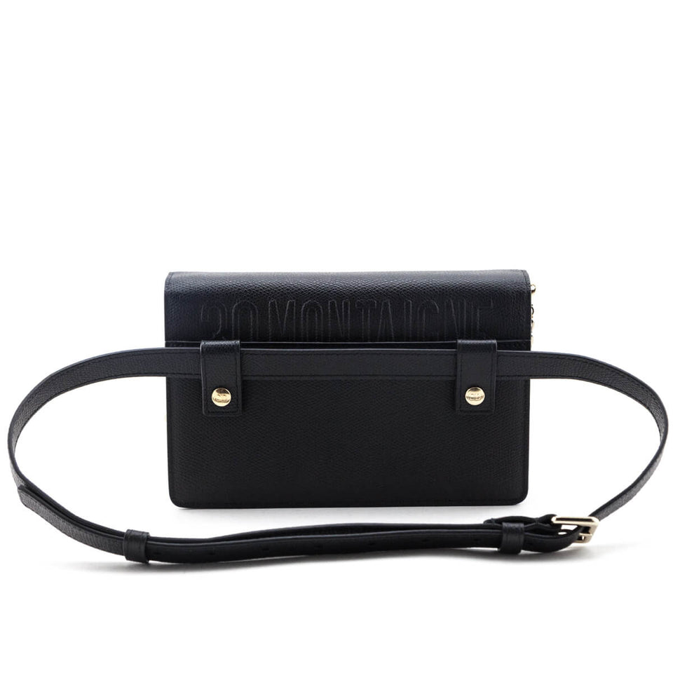 Dior Black Grained Calfskin 2-in-1 30 Montaigne Pouch