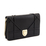 Dior Black Grained Calfskin Diorama Wallet on Chain Clutch