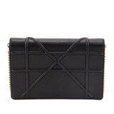 Dior Black Grained Calfskin Diorama Wallet on Chain Clutch