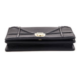 Dior Black Grained Calfskin Diorama Wallet on Chain Clutch