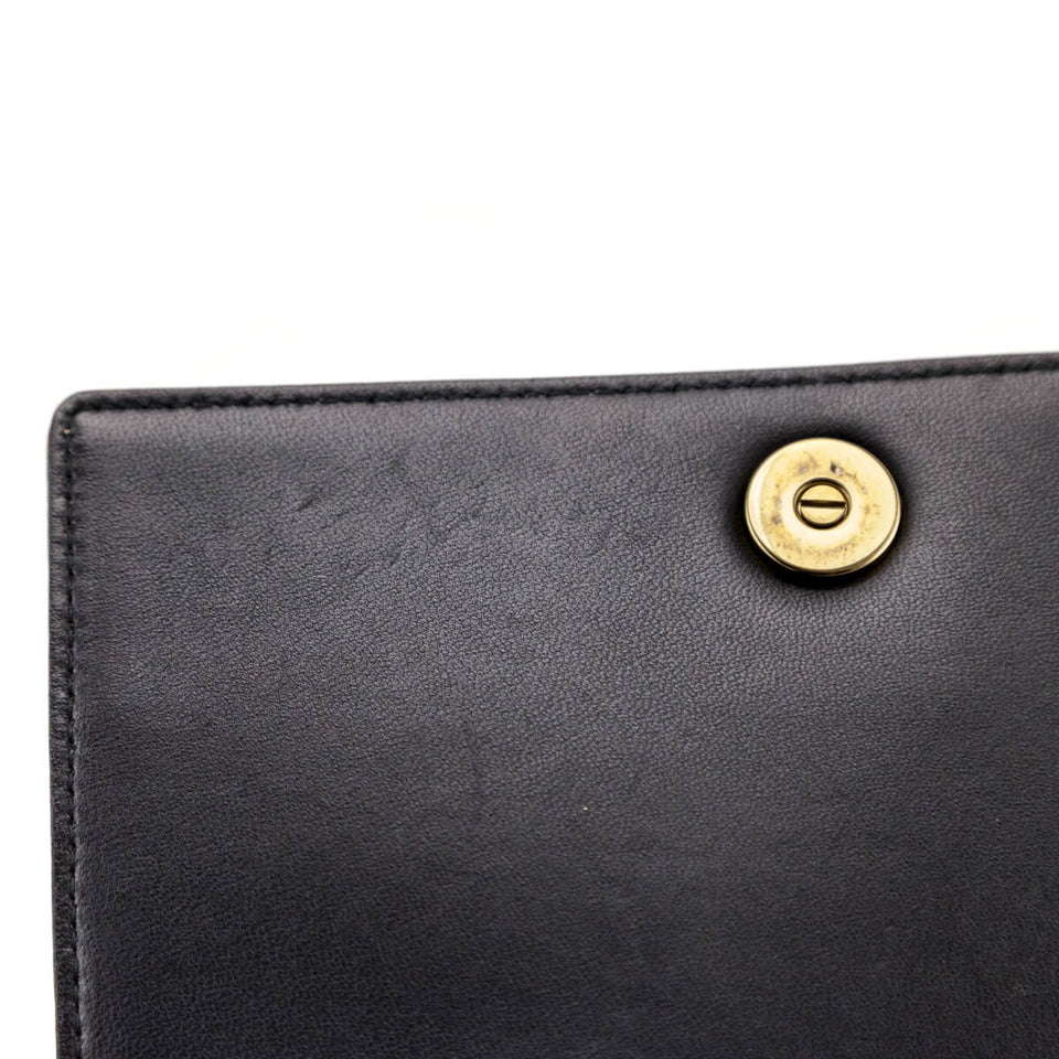 Dior Black Grained Calfskin Diorama Wallet on Chain Clutch