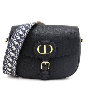Dior Black Grained Calfskin Large Bobby Flap Bag