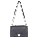 Dior Black Grained Leather Diorama Chain Flap Bag