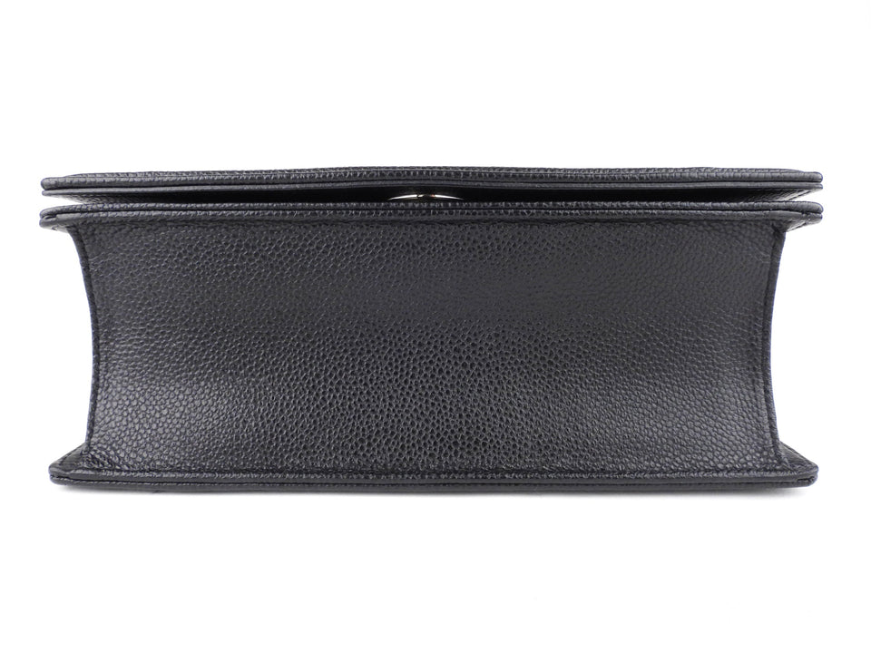 Dior Black Grained Leather Diorama Chain Flap Bag