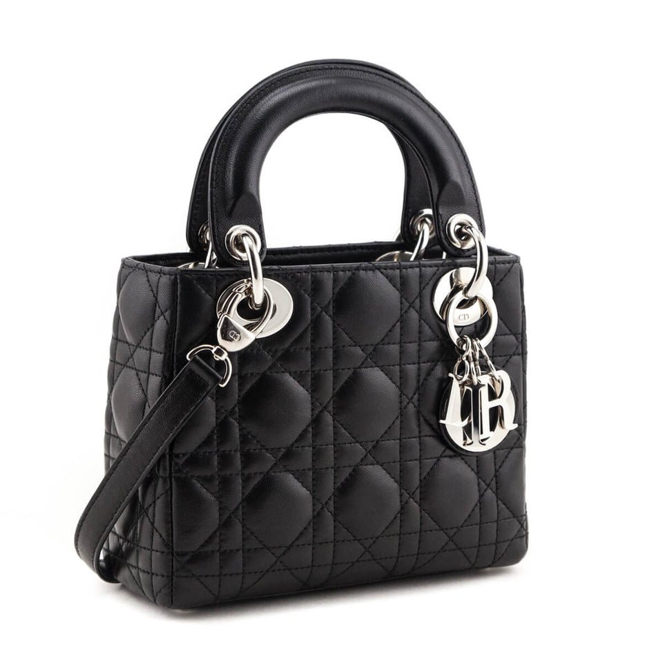 Dior Black Lambskin Cannage Mini Lady Dior