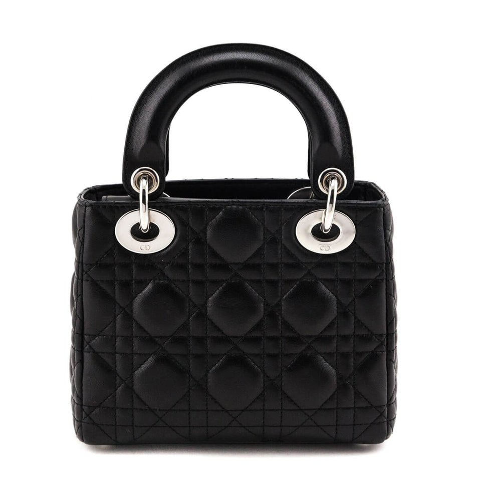 Dior Black Lambskin Cannage Mini Lady Dior