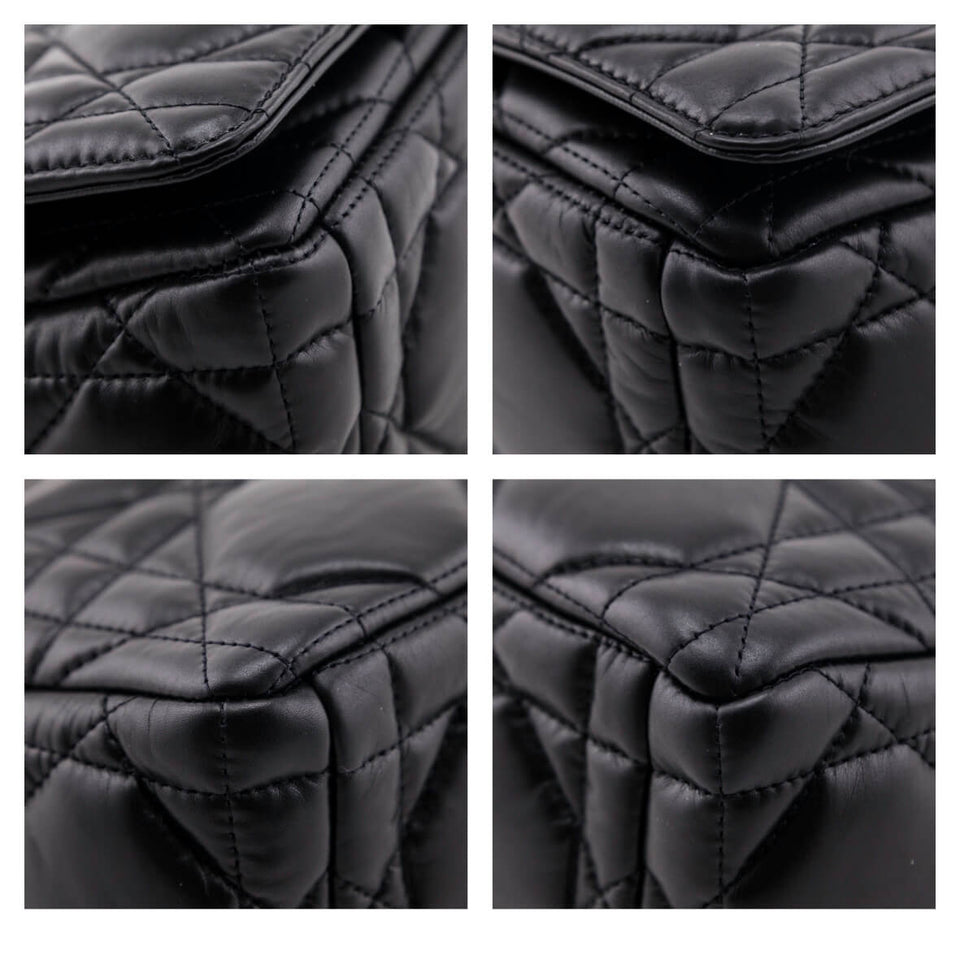 Dior Black Lambskin Quilted Macrocannage Medium Caro Bag