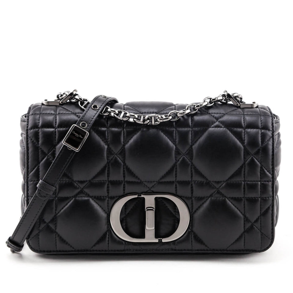Dior Black Lambskin Quilted Macrocannage Medium Caro Bag