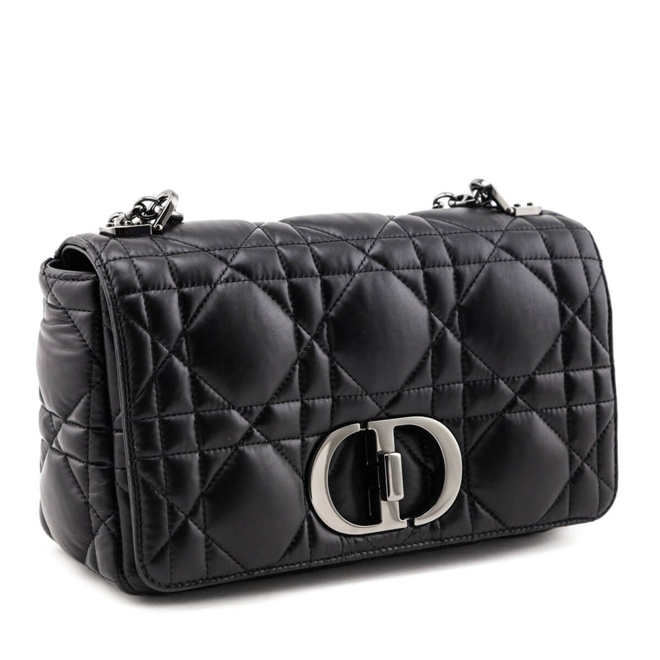 Dior Black Lambskin Quilted Macrocannage Medium Caro Bag