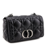 Dior Black Lambskin Quilted Macrocannage Medium Caro Bag