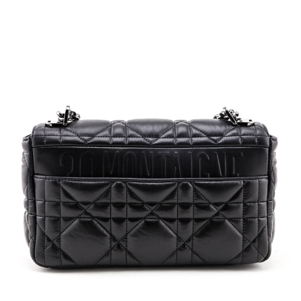 Dior Black Lambskin Quilted Macrocannage Medium Caro Bag