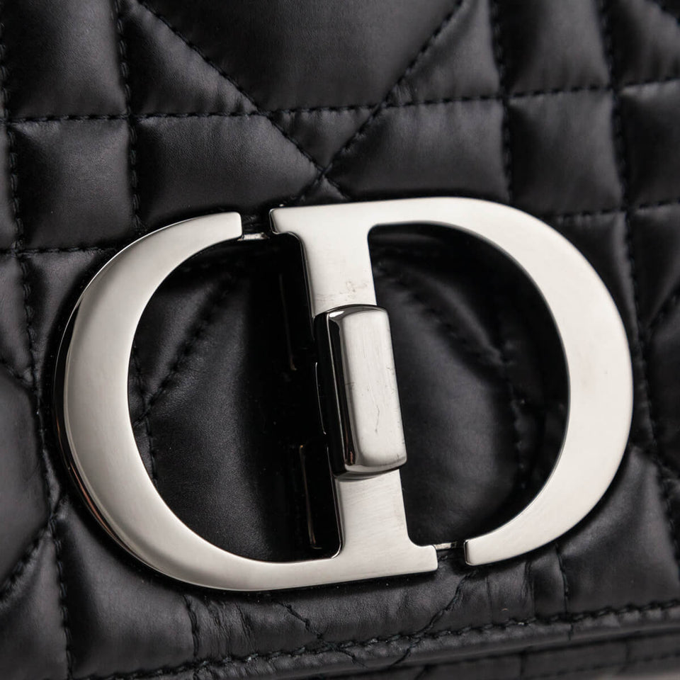 Dior Black Lambskin Quilted Macrocannage Medium Caro Bag