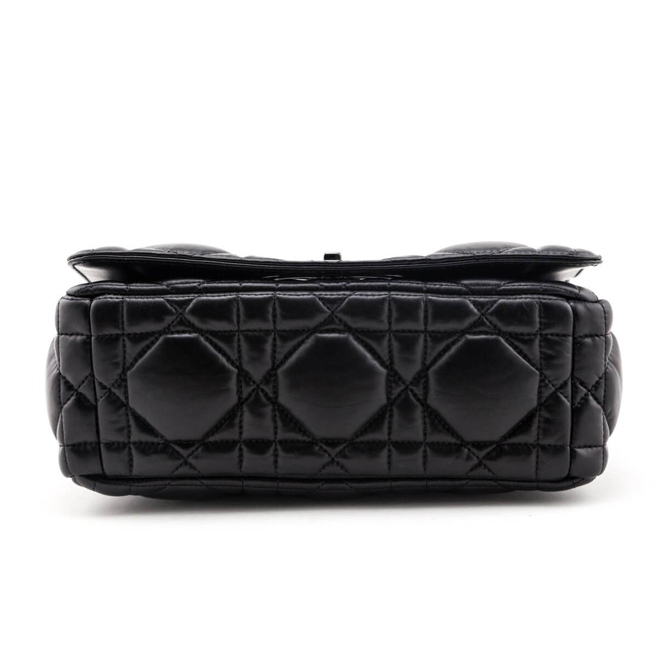 Dior Black Lambskin Quilted Macrocannage Medium Caro Bag